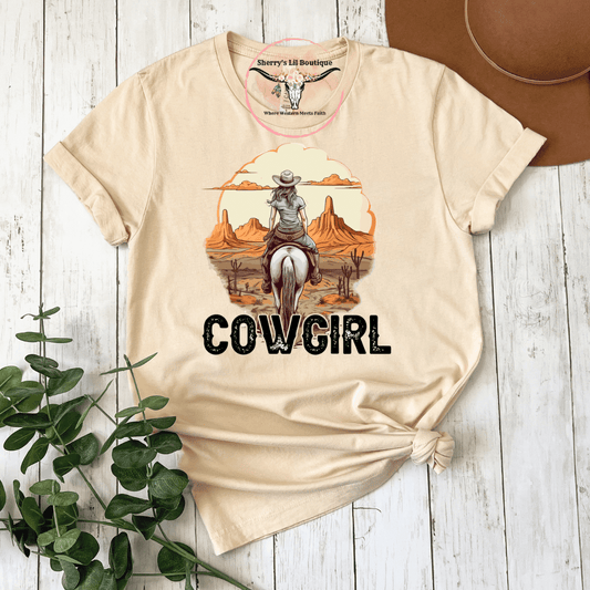 Natural Color Vintage "Cowgirl" T-Shirt