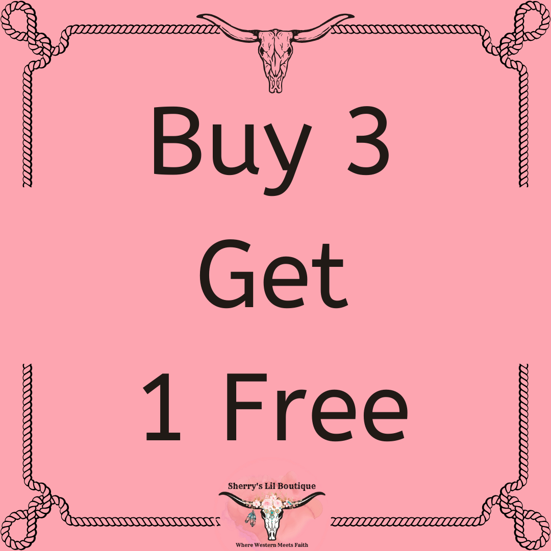 pink background with text - Buy 3 Get 1 Free