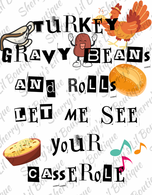 Turkey Gravy Beans and Rolls Design ~ Digital Download ONLY ~ Not a physical product
