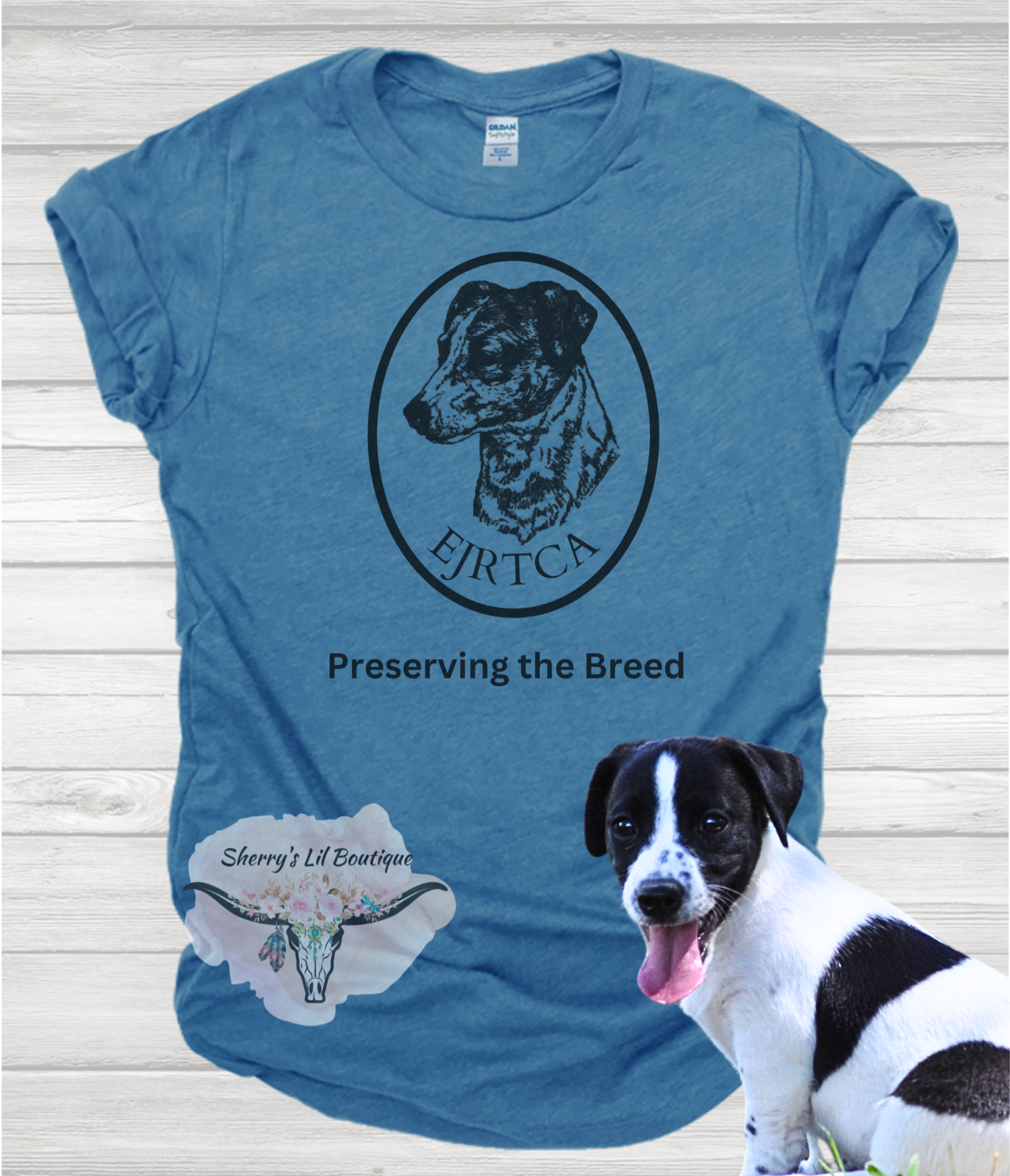 Blue short sleeve shirt with EJRTCA Graphic Design - sublimation