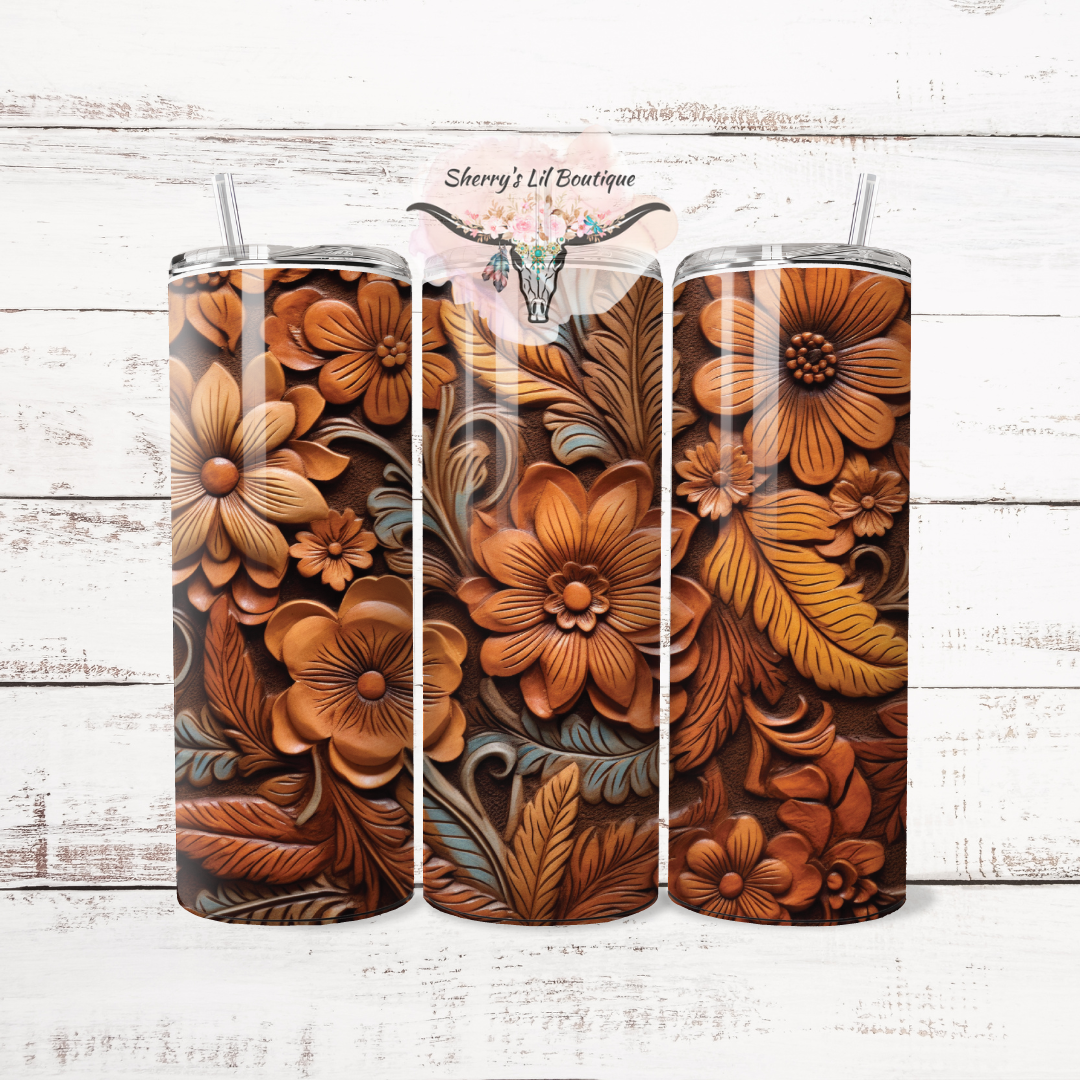 Flower Tool Leather Tumbler