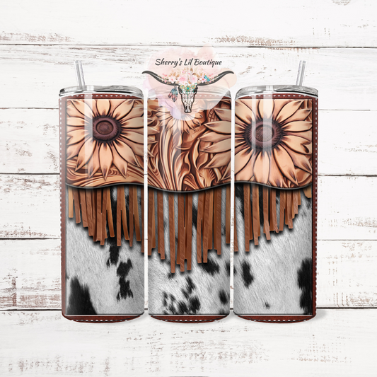 Tool Leather and Cowhide Tumbler